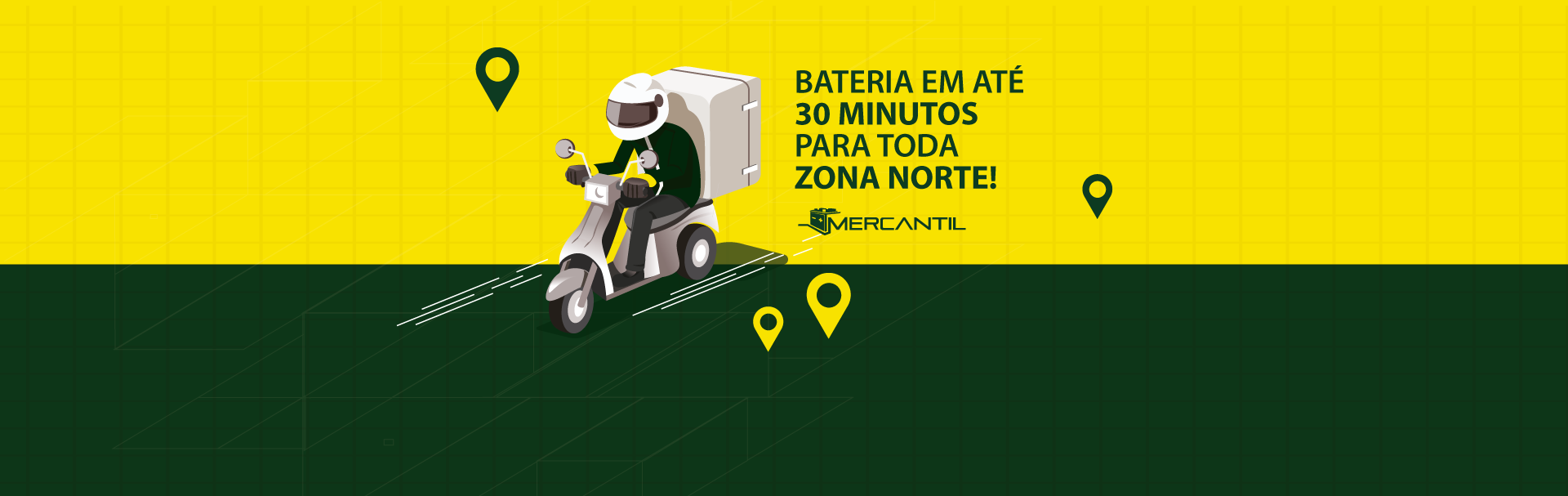 Bateria em até 30 minutos para toda Zona Norte!